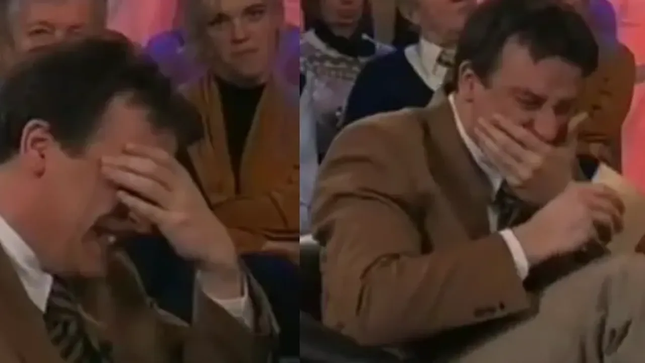 Is the video of the presenter laughing at his guest's voice real